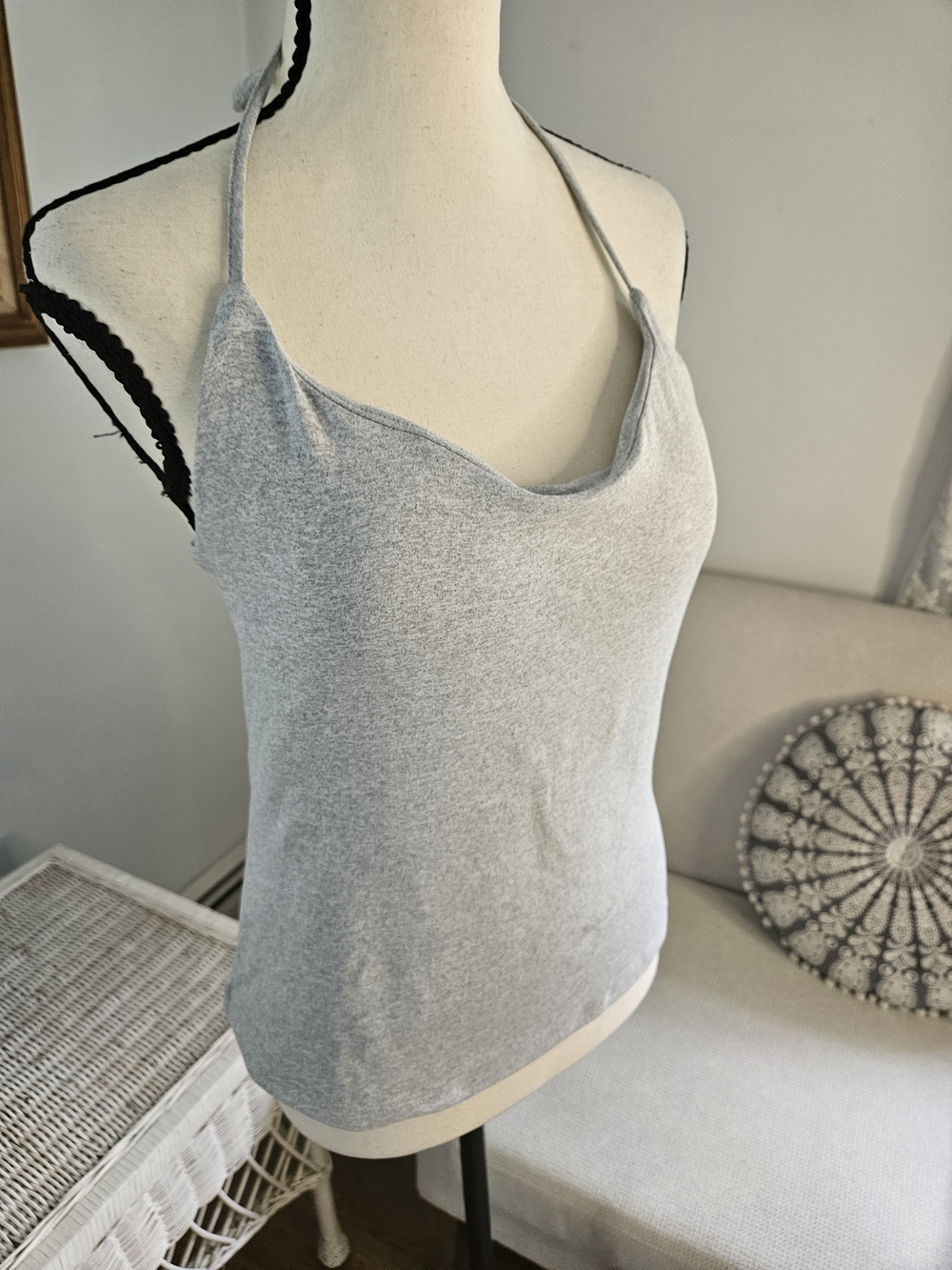 Light Gray Halter Tank Top - Women's Casual Cowl Neck P-8